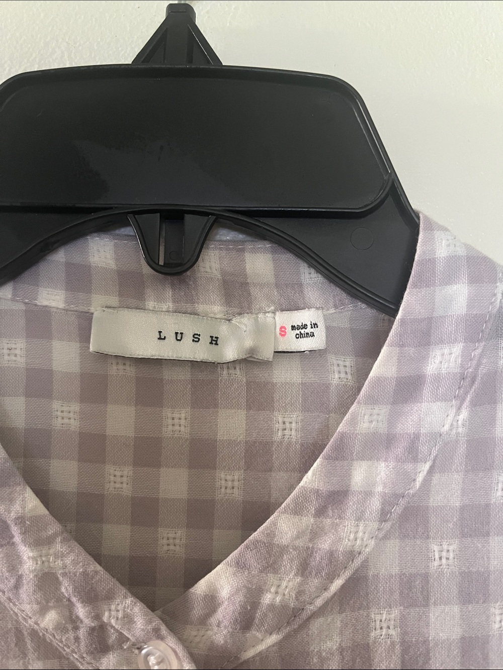 Lavender Gingham Ruffle Button-Front Top - Picture 2 of 7